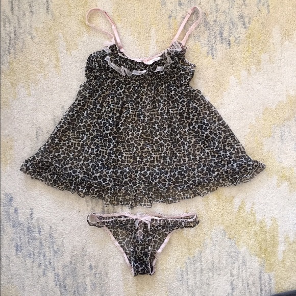 NWT Victoria's Secret Leopard Baby doll Nightie - Picture 1 of 3