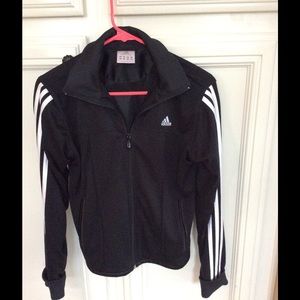 Black with white strips Adidas track jacket