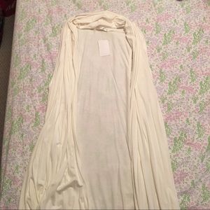 Long Off-White Sleeveless Cardigan