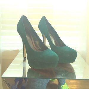 Emerald green Suede stilettos