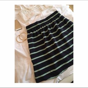 Club Monaco || Silk Navy, Green, White Skirt