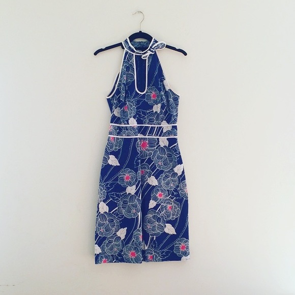SOLD Vintage Anthropologie Floral Halter Dress - Picture 2 of 4