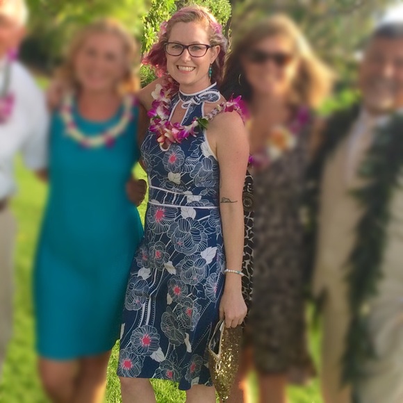 SOLD Vintage Anthropologie Floral Halter Dress - Picture 4 of 4