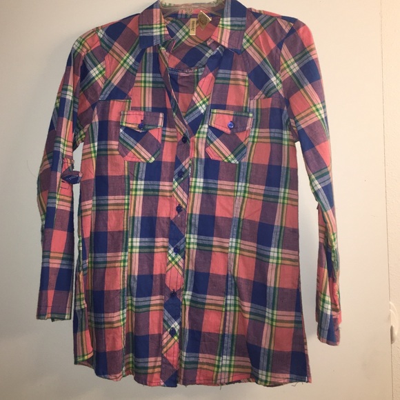 Plaid button down shirt