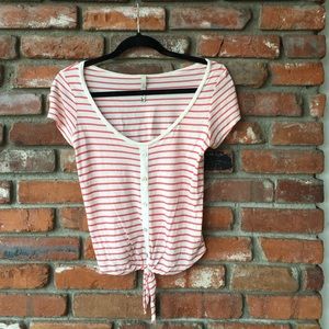 Coral striped crop top