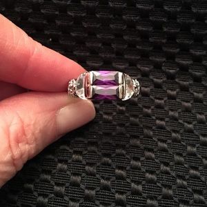 Purple and silver costume ring