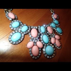 Blue, pink, and crystal necklace! So sparkly