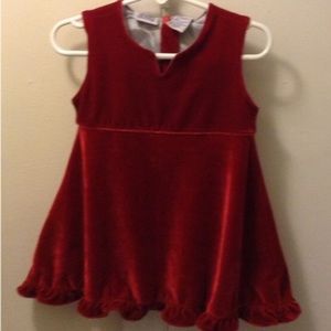 Red Crushed Velvet Sweetheart Toddler Dress