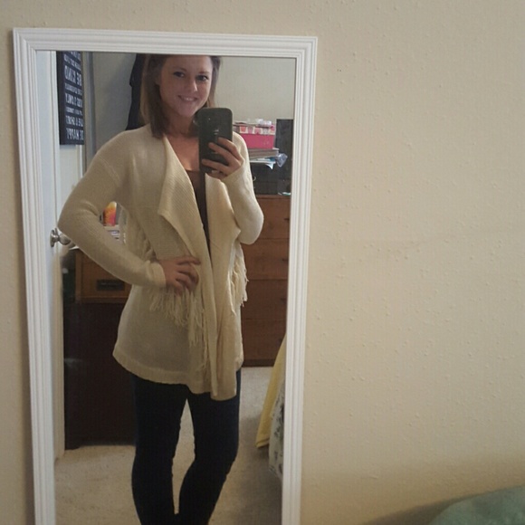 Fringe cardigan sweater