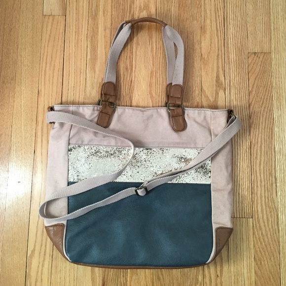 AE color block sparkle tote