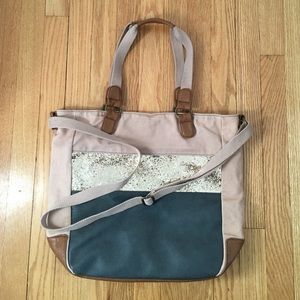 AE color block sparkle tote