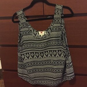 Tribal print black/white tank