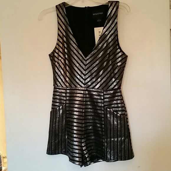 MINKPINK Black and silver romper