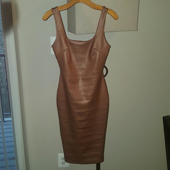 Faux leather fitted dress