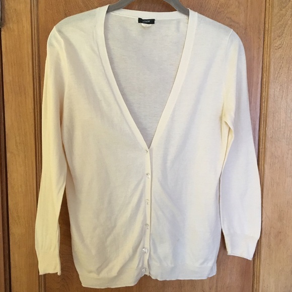 (SOLD) J.Crew Cream Three Quarter Sleeve Cardigan