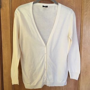 (SOLD) J.Crew Cream Three Quarter Sleeve Cardigan
