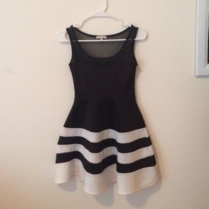 Black and white striped dress