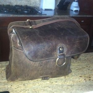 Chocolate Colored Leather Messenger Bag