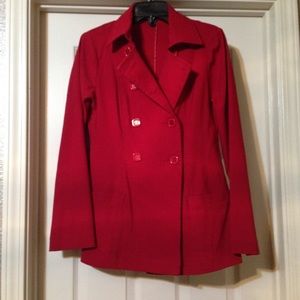 Red pea coat lightweight spring trench coat