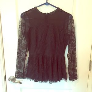 Zara Black lace peplum top