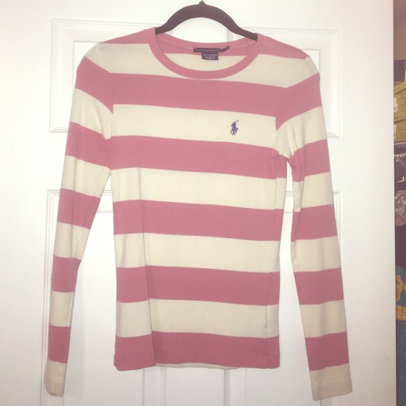 Polo Ralph Lauren Pink and White Striped Sweater
