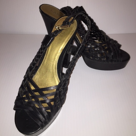 Ralph Lauren Platform Leather Weave Heels - Picture 2 of 4