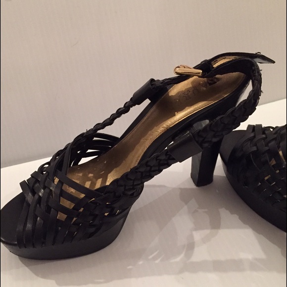 Ralph Lauren Platform Leather Weave Heels - Picture 4 of 4