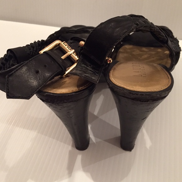 Ralph Lauren Platform Leather Weave Heels - Picture 3 of 4