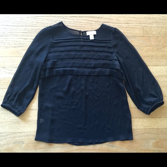Ann Taylor - Loft Black Mid Sleeve Top - Picture 3 of 4