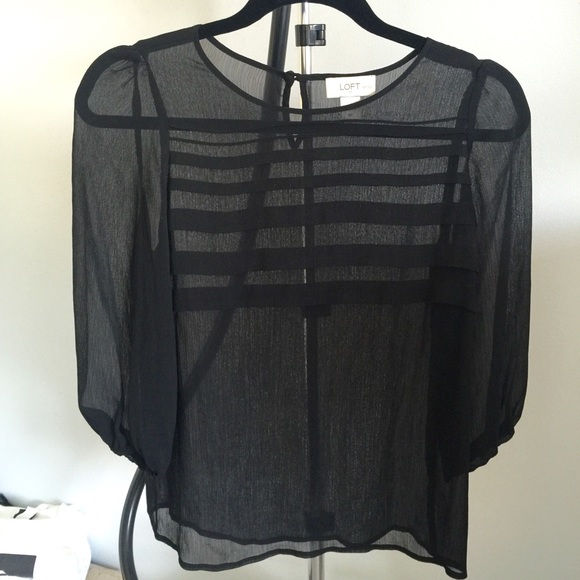 Ann Taylor - Loft Black Mid Sleeve Top - Picture 4 of 4