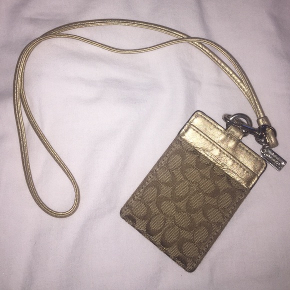 Coach Gold Lanyard ID Holder