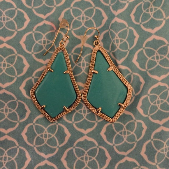 Alexandra gold Kendra Scott earrings in turquoise