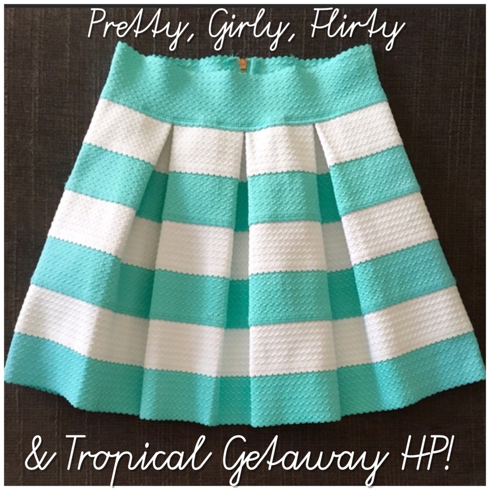 HP: Tropical Getaway Teal Scalloped Bandage Skirt