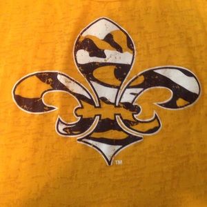 Gold burnout LSU razor back tank