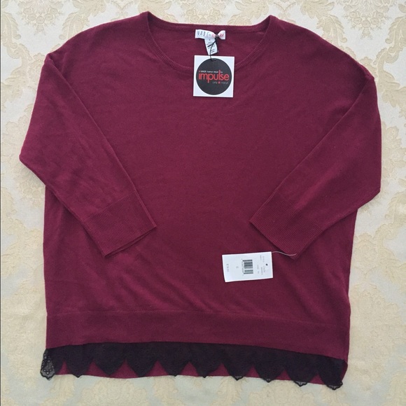 🌟FINAL NEW Impulse burgundy red lace trim sweater