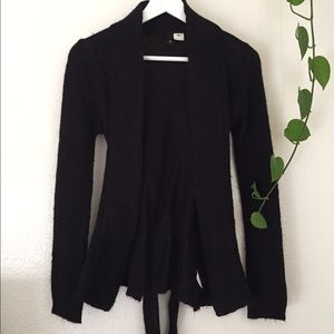 H&M black mohair sweater with belt wrap