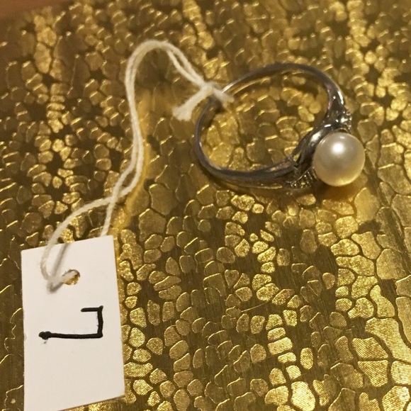 Sterling silver Rhodium plt  Diamond FW Pearl