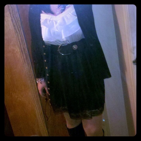 Black and Cream Ruffle and Lace Dress