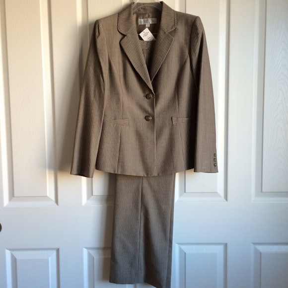 Taupe/cream pinstripes pants suit.  New with tags!