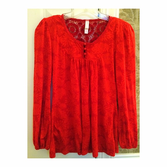 A Red Flower Patterned Top