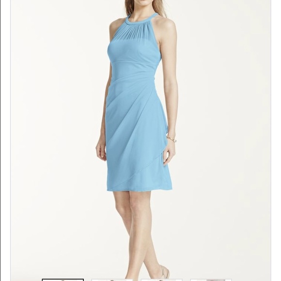 David's Bridal size 2 mesh dress with side cascade