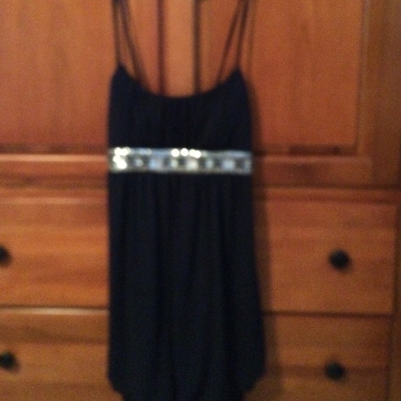Navy blue dress with crystal rhinestones - Picture 2 of 2