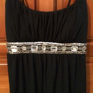 Navy blue dress with crystal rhinestones