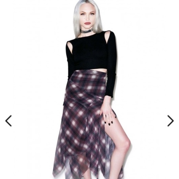 UNIF Plaid Rift Chiffon Skirt