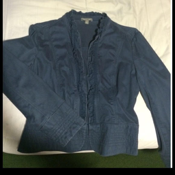 Blue jacket with scalloped edges - So cute! M