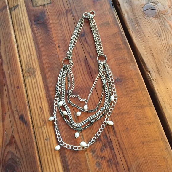 5 strand, silver with pearls necklace!