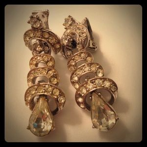 Glamorous Clip On Rhinestone Earrings