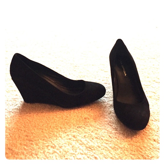 Black suede wedges