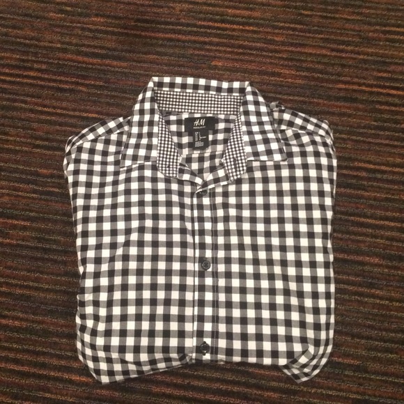 Black and white plaid button down