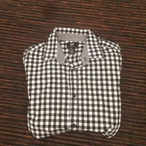 Black and white plaid button down